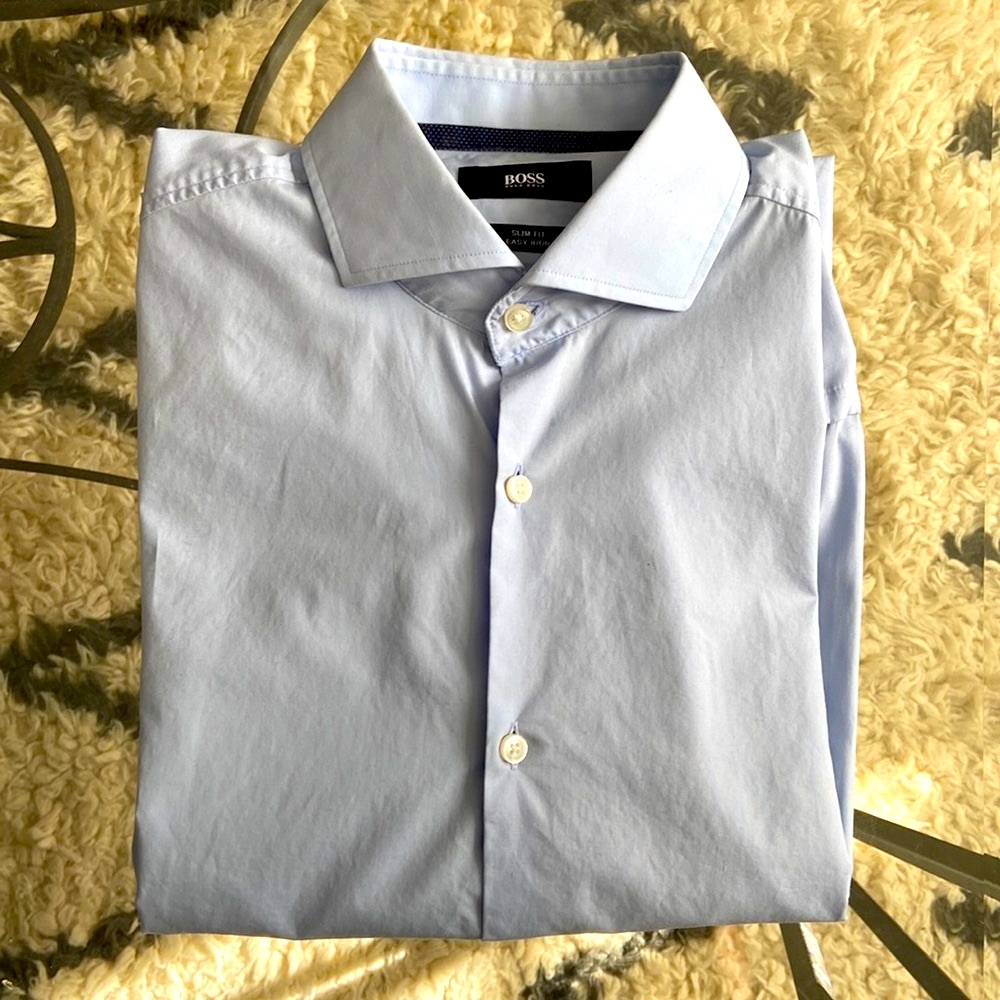 Hugo Boss Slim Fit Light blue dress shirt with customised embroidery